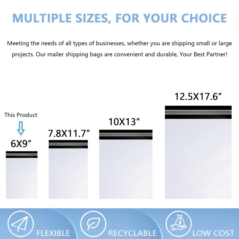 KORCCI White Poly Mailers 6x9in 100Pcs, Shipping Bag for Small Business, Mailer Bags for Clothing, Self Strong Adhesive Mailing Envelopes for Package Suppliers, Flexible Secure Tear Resistant Postal Bag - Image 4